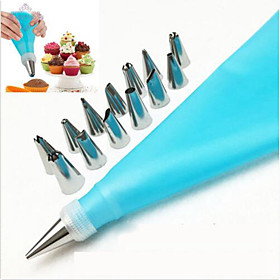 16 Pcs/set Silicone Icing Piping Cream Pastry Bag Stainless Steel Nozzle