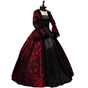 Party Costume Masquerade Steampunk Elegant Lace-up Victorian Cosplay Lolita Dress Red Vintage Long Sleeves Dress For