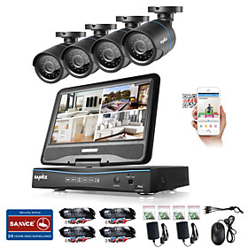 Sannce 8ch 4pcs 720p Lcd Dvr Weatherproof Surveillance Security System Supported Analog Ahd Tvi Ip Camera