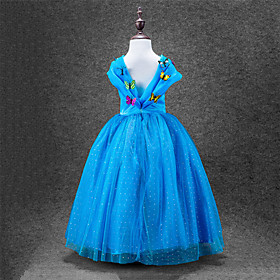 Cinderella One Piece Dress Party Costume Kid Christmas Masquerade Birthday Festival / Holiday Halloween Costumes Blue Solid