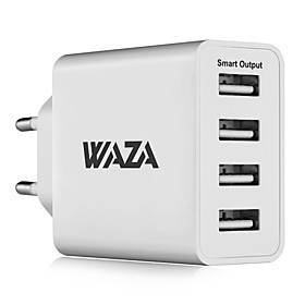 WAZA 25W Wall Charger 4-Port Output Travel Charger 2.4A Max Smart Output Each Port For iPhone, Galaxy, LG, Piexl, Moto etc. WAZA 25W Wall Charger 4-Port Output Travel Charger 2.4A Max Smart Output Each Port For iPhone, Galaxy, LG, Piexl, Moto etc.
