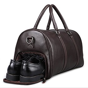 Cowhide Travel Bag Zipper Black / Brown