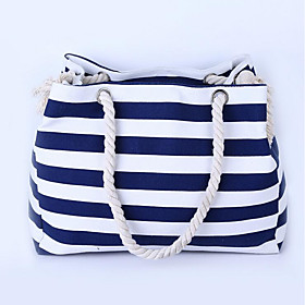 Canvas Travel Bag Zipper Red / Pale Blue / Navy Blue