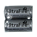 Ultrafire 3.6V 880mAh LC 16340 protege CR123A 2-pack