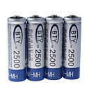 Bie 2500mAh Ni-MH rechargeables piles AA 4-pack