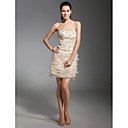 Fourreau / Colonne Sans Bretelles Courte / Mini Dentelle Organza Soirée Cocktail Retour Vacances Robe avec Billes Dentelle par TS Couture