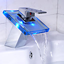 seule cascade poignee chromee LED Robinet lavabo