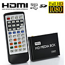 1080p hd mini lecteur multimedia pour la television supportant USB carte SD et disque dur une sortie HDMI