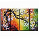 Peinture l huile realisee la main florale sur canevas tendu - Set de 4