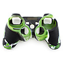 Etui de Protection en Silicone Style Camouflage pour Manette PS3 - Vert et Noir