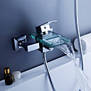 contemporaine cascade chrome robinet de baignoire avec bec en verre support mural