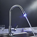 Sprinkle - laiton massif deroulant robinet de cuisine avec des campouleurs de lumiere LED changeant