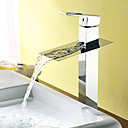 laiton massif cascade contemporaine poignee unique salle de bains robinet devier chrome