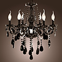 Lustre en cristal noir moderne 6 lumieres