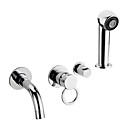 Chrome Contemporary deux poignees grande echelle mural Avec ABS douche Robinet de baignoire Handled chef