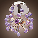 Lustre Fleur en Cristal 6 ampoules Violet Clair