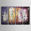 Peinture l huile realisee la main abstraite sur canevas tendu - Set de 4