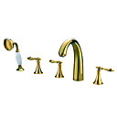 Contemporain Ti-finition PVD Trois poignees en laiton generalisee Avec robinet de baignoire-douche Handled chef