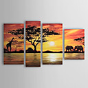 Peinture l huile realisee la main de paysage sur canevas tendu - Set de 4