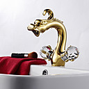 Deux Centerset poignee en or rose Finition tete de dragon de style lavabo robinet