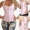 Elegant satin dentelle rose Boned Corset Casual Lolita