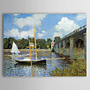 Huile celebre tableau d un pont routier Argenteuil par Claude Monet