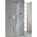 Chrome contemporain thermostatique robinet de douche avec ecran LCD 8 pouces pomme de douche carree  douchette