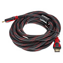 cable hdmi libre 15 m  5m 15ft HDMI V1.4 rouge et black1080p hdmi cable HDMI haute vitesse w  tores de ferrite