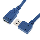 90 ° vers le haut USB3.0 AM  AF cable rond Bleu 03 m