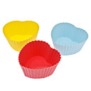 Heart Shaped silicone colore Coupe  gateau  3pcs couleur aleatoire 