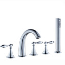 robinet de baignoire en laiton classiques avec douche main - fini chrome