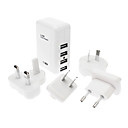 Royaume-Uni Etats-Unis lUE la SAA AC Travel Plug Adapter avec 4xUSB 2.0 100V-240V blanc