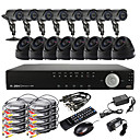 Ultra 16CH D1 H.264 en temps reel DVR Kit de videosurveillance 16 420TVL exterieur et dinterieur de vision nocturne cameras CMOS