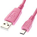 Micro USB vers USB male male pour telephone rose 1M