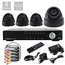 Ultra D1 4CH H.264 en temps reel Kit de videosurveillance de haute definition 600TVL DVR 4pcs Jour Nuit Dome cameras CMOS