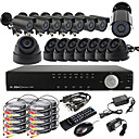 16CH D1 H.264 en temps reel kit de videosurveillance de haute definition 600TVL DVR 16pcs etanche Jour Nuit cameras CMOS