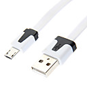 USB A male vers Micro USB male de type plat blanc 2M