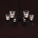 60W  6 Moderne 6 Light Up de lustre Of Silver Shade