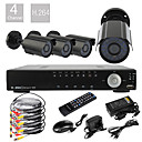 4CH D1 H.264 en temps reel kit de videosurveillance de haute definition 600TVL DVR 4 etanches Jour Nuit cameras CMOS