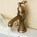 Style retro fini laiton antique mitigeur Un trou Valve en ceramique en laiton lavabo robinet