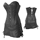 Black PU cuir Punk Lolita Corset Set