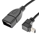 Mini USB male vers A femelle USB 90 degres donnees Droit cable noir 0.5m