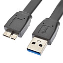 USB 3.0 Type A male vers Micro USB 3.0 A Male type plat cable noir 0.6M