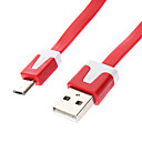 USB A male vers Micro USB male de type plat Rouge 3M