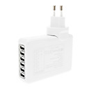 UE AC Travel Plug Adapter avec 6xUSB 2.0 100V-240V blanc