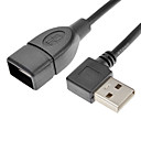 Un USB 2.0 femelle A Male USB 90 degres gauche Data Cable Black 0.4m