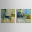 Peint la main peinture l huile abstraite vert et bleu avec cadre etire Lot de 2 1308-AB0730