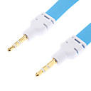 3.5mm male male cable audio large plat de type bleu 1m