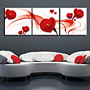 Reproduction transferee sur toile Art Floral Romance petale rouge Set de 3