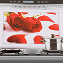 75x45cm Rose Rouge Motif etanche l huile impermeable l eau sticker mural de cuisine